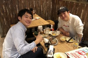 留学から帰国したSanoくんとアドバイザーとで就職祝い
