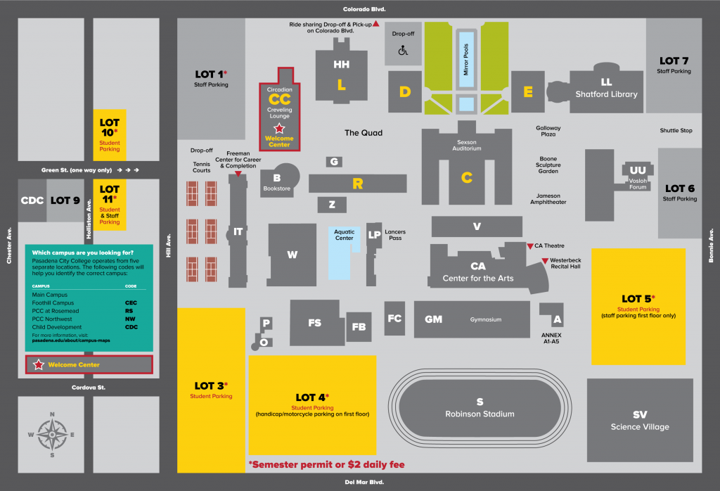 パサデナシティカレッジ　キャンパスマップ