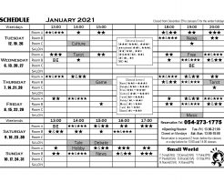 2021年レッスンスケジュール